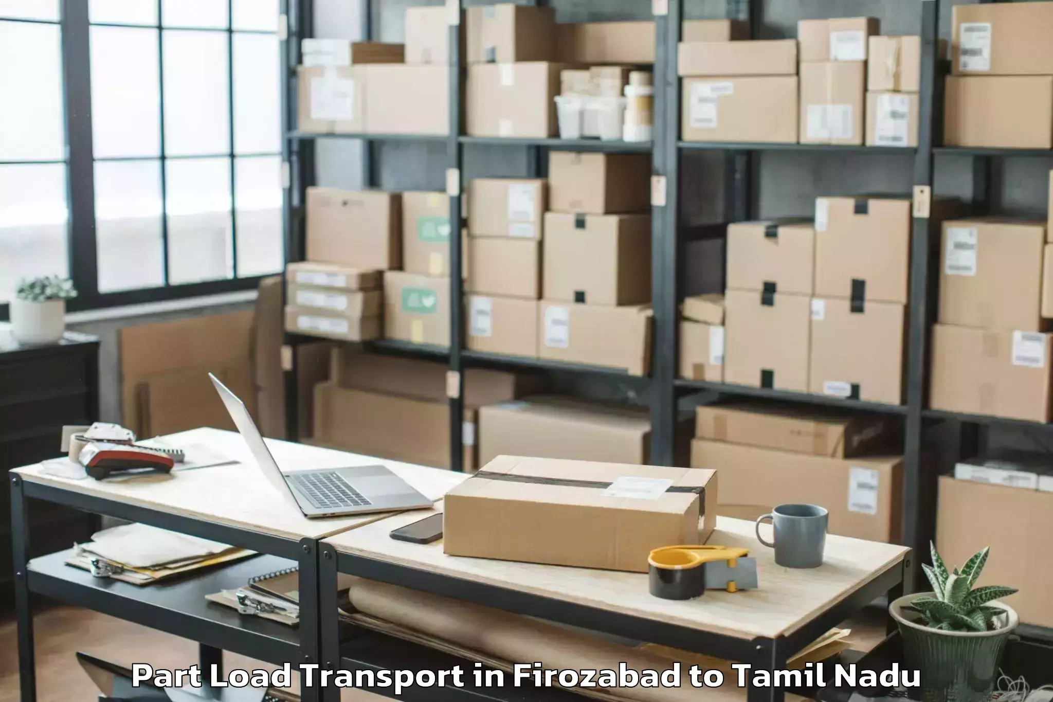 Professional Firozabad to Azhagappapuram Part Load Transport